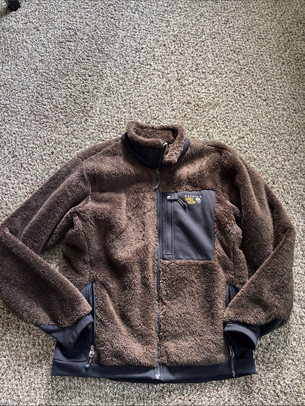 Mountain Hardware Brown Sherpa Fleece Jacket with Dark Trim